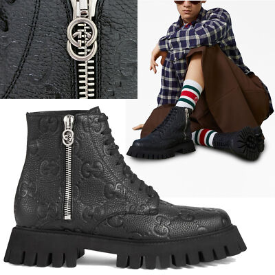 GUCCI ブラックレザー ワークブーツ GUCCI - グッチ／GUCCI レースアップブーツ シューズ 靴 メンズ