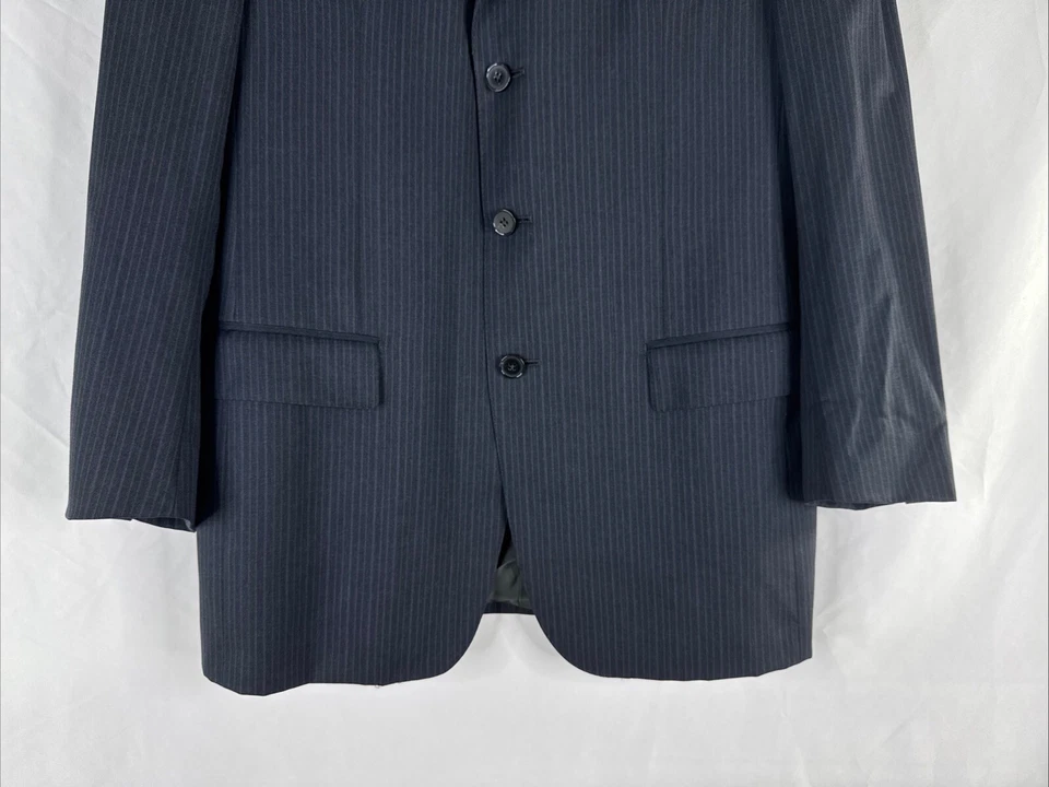 Blazer de lana Ermenegildo Zegna para hombre talla 50R negro púrpura a rayas tres botones Foto 4 de 4