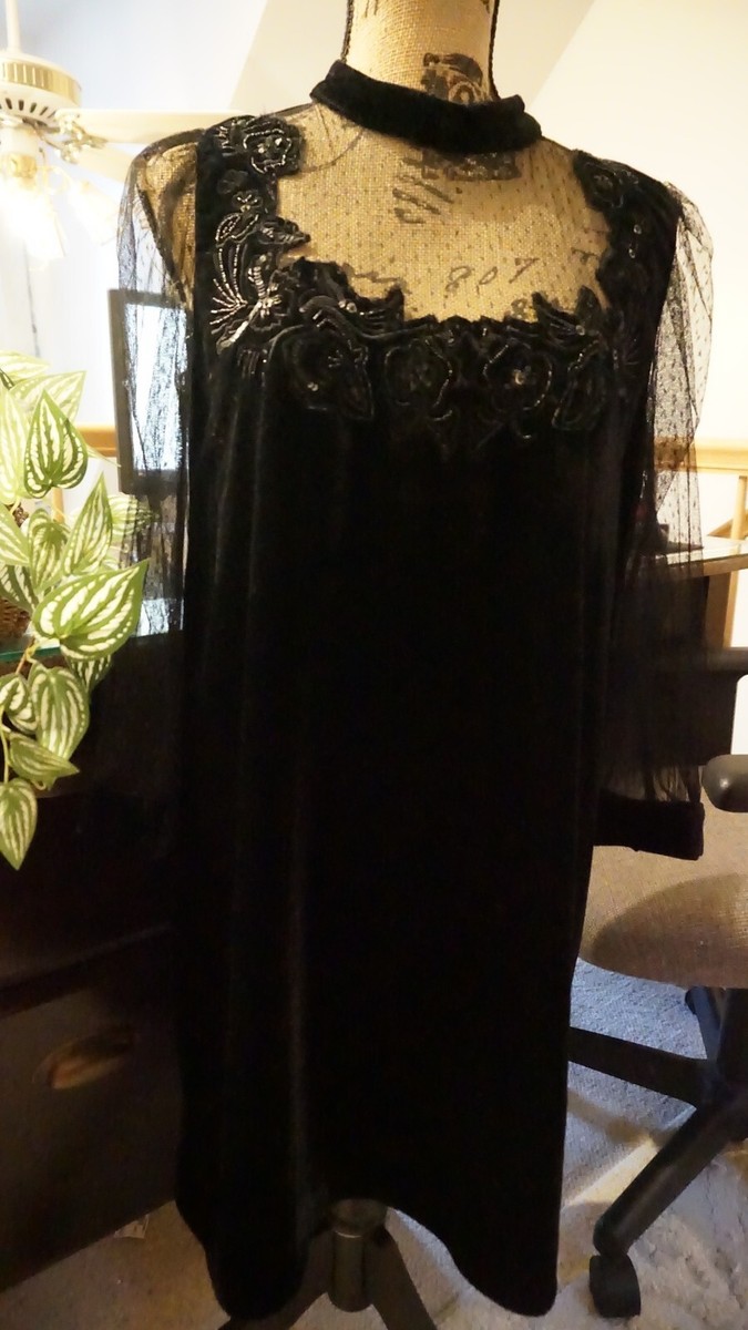 Zara Black Velvet Lace Mini Dress Size Large! Rare! | eBay