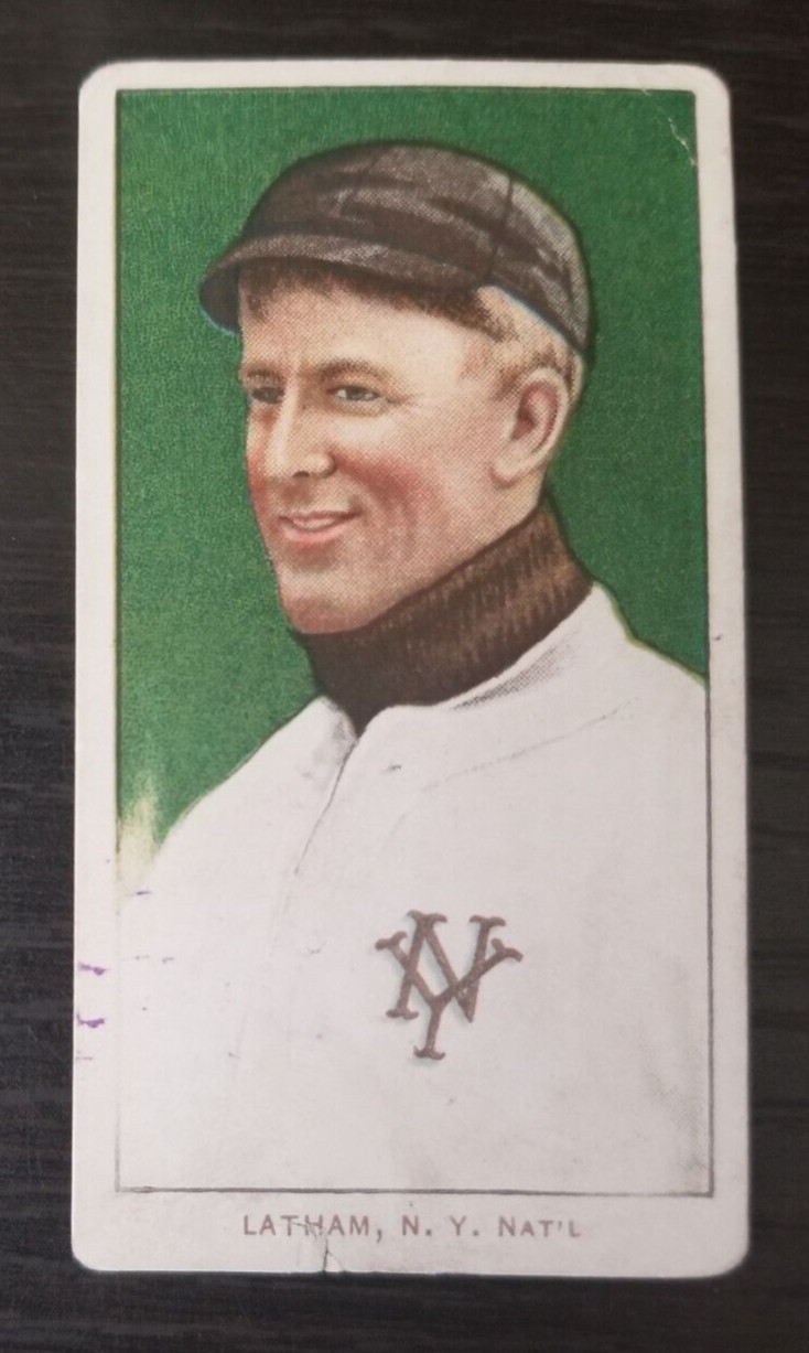 190911 T206 Arlie Latham, New York Lenox Black ULTRA RARE Tobacco