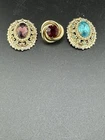 Vintage Lot Of 3 Coro Small Broochs Costume Jewelry See Photos