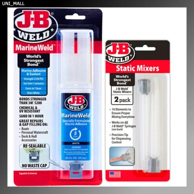 JB Weld New 50172 MarineWeld Syringe Epoxy Syringe & Static Mixers Kit