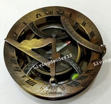 Antique Solid Brass Sundial 4"Compass Vintage Collectible Maritime Nautical Gift