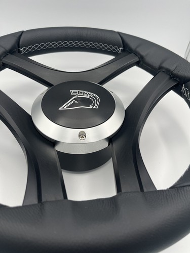 Durello Marine Steering Wheel, Black Leather Rim, SPLINED Hub - Picture 14 of 23