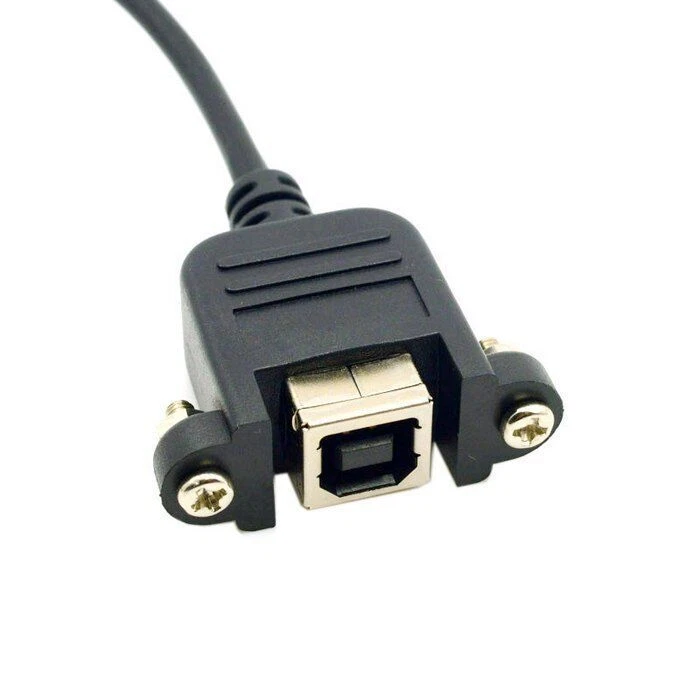 2pcs 90D Left & Right Angled USB B Type Male to Female Extension Cable Screws - Image 3 of 4