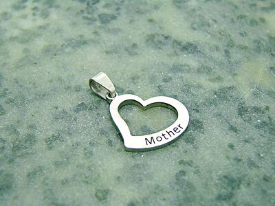 JCM Jacmel Jewelry Stainless Steel Silver Mother Engraved Heart Pendant No Chain