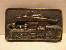 Brass Plated White Metal Belt Buckle 485 Steam Engine With Tender  Train Car