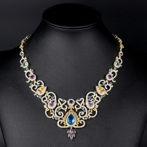 Authentic Simple Necklace Set Bride Dinner Dress Gold Plated Jewelry 2 Colors
