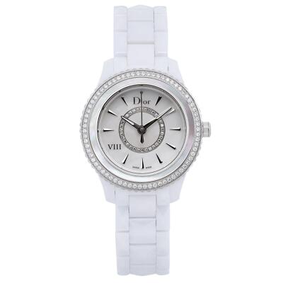 Christian Dior VIII 33mm Ceramic Diamond MOP Dial Ladies Watch
