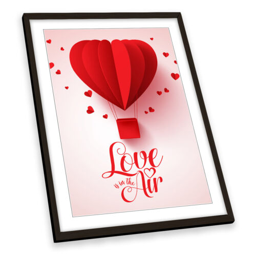 Love is in the Air Hot Air Balloon FRAMED ART PRINT Picture Portrait Artwork - Afbeelding 1 van 5