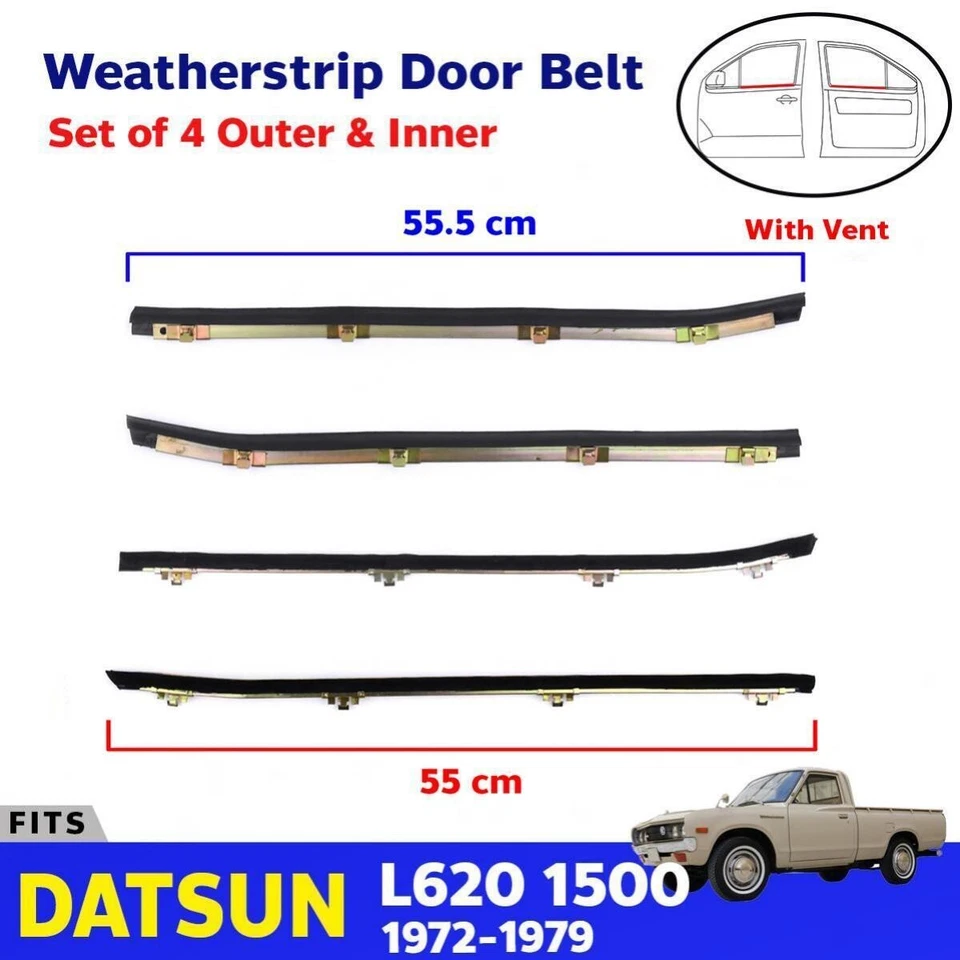 Cinturón de puerta resistente a la intemperie corto de goma para camioneta Nissan Datsun 620 1973-1979 Foto 2 de 4
