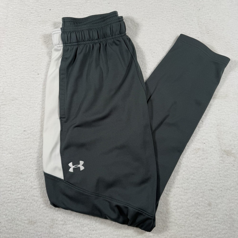 Under Armour Track Pants Mens LT Grey Fitted Drawstring Zip Ankle Gym Large Tall