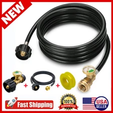 12FT Propane Extension Hose w/Gauge for Propane Tank Burner Most Propane Applian