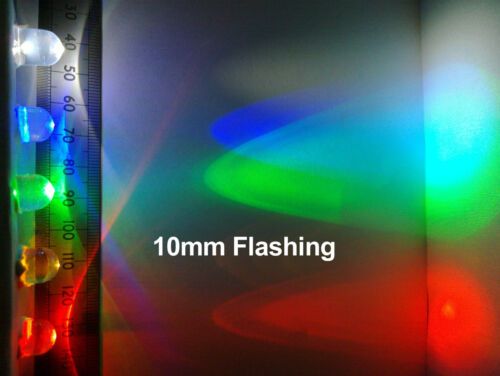 Qty 10: 10mm 12 Volt Wired Flashing LED Various Colours (includes resistor)  ff