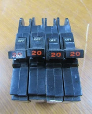 💥4) FEDERAL PACIFIC 20A STAB-LOK CIRCUIT BREAKER 1P 120/240V NCH120 LOT OF 4