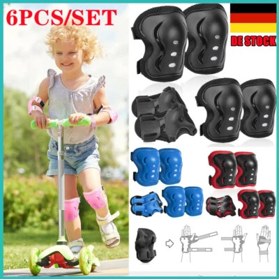MARKENLOS 6tlg Schonerset Kinder Protektoren Skate Inliner Schutzausrüstung Knieschoner DE