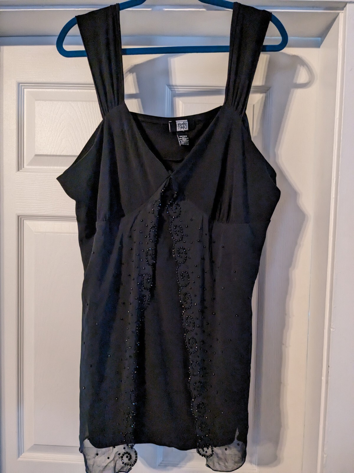 Beautiful Black Beaded Dressy Tank Top Plus Size 26/28W