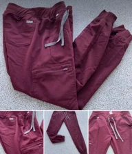 Figs Zamora Jogger Womens Scrub Pants Size Small Burgundy Drawstring W18SW2005