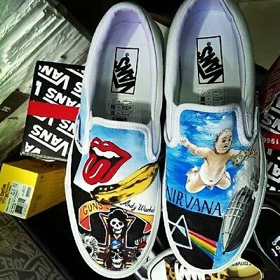 Vans Slip On Flat Lace Up Nirvana Andy Faenza guns n roses rolling stones |  eBay