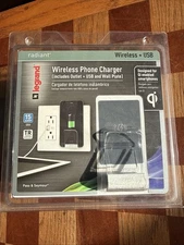 Legrand Radiant Wireless Phone Charger & USB Outlet/Wall Plate New