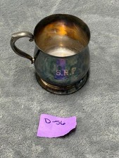 Vintage Oneida U.S.A. Silver Plated Baby Cup - Monogrammed "SRF" - Tarnished Pat