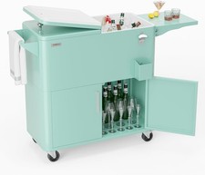 80 Quart Rolling Ice Chest Patio Party Cooler Cart w/Storage Cabinet US STOCK