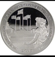 2019- S American Memorial Park National Park Quarter .999 Silver Proof Coin