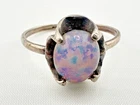 Sterling Silver Oval Multicolor Stone Vintage Style Ring Sz 8.5