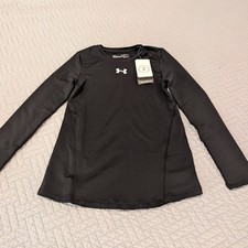 NWT Under Armour Long Sleeve Compression Shirt Boys Size YM Black Coldgear