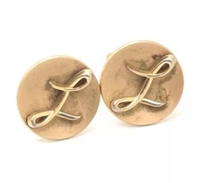 Vintage Swank L Monogram Gold Tone Cufflinks Cuff Link Links Groom Gift Wedding
