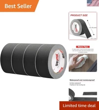 4 Pack Non-Reflective Black Gaff Tape - Easy Tear, Waterproof, 2" x 30 Yards