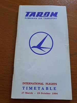 TAROM Romanian Air Transport International Timetable Mar - Oct 1994