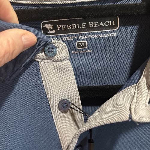 Pebble Beach Polo Men's Short Sleeve Golf Polo Shirt Polyester Blue size Medium - Picture 6 of 12