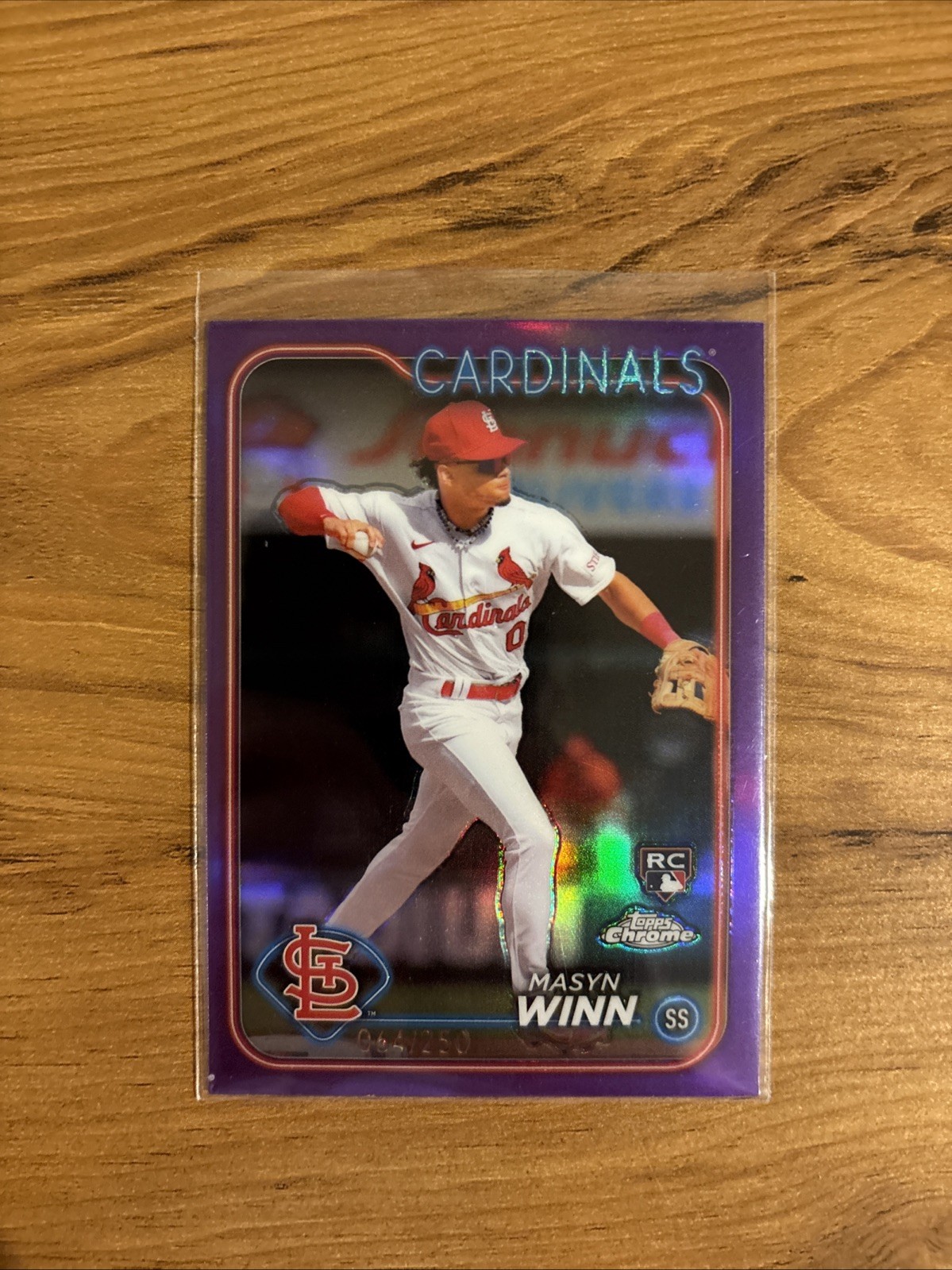 2024 Masyn Winn Rookie Card Topps Chrome Purple Refractor /250 #189 Cardinals