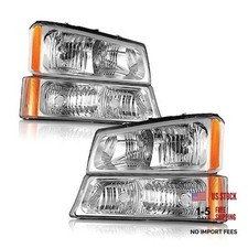 Headlights OE Replacement Clear Lens l Chrome Housing l Amber Reflector