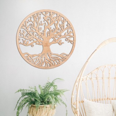 Qallicon 11.5'' Tree of Life Wall Decor Sacred Geometry Wall Art, Crystal Gri...