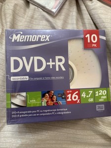 Memorex DVD+R 10 Pack 16X 4.7GB 120Min ~ NEW & SEALED
