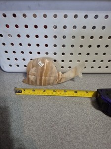 Tan, Gray And White Carved Stone Snail Figurine Made In Mexico