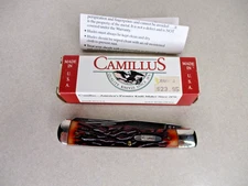 Vintage CAMILLUS USA POCKET KNIFE 717 717S 2 BLADE TRAPPER Jigged Delrin Stag