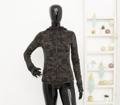 Lululemon Define Kapuzenjacke grün Tarnmuster Training Athletik...