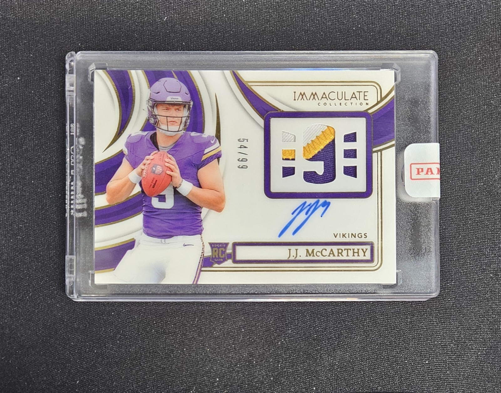 JJ McCarthy Numbers Rookie Patch Auto On-Card /99 RC 2024 Immaculate Panini #1