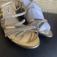 Nina Womens Shoes Gold Reflect Dress Sandals Sz 8 Flair M Strappy Bling jeweled