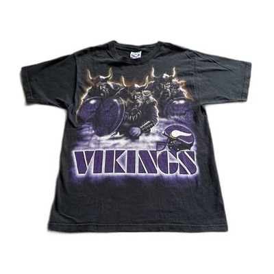 VINTAGE LIQUID BLUE MINNESOTA VIKINGS FOOTBALL 90S PRINT T SHIRT SZ MEDIUM
