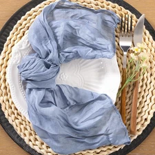 60pcs Dusty Blue Cheesecloth Napkins Washable Fall Boho Rustic Gauze Table Cl...
