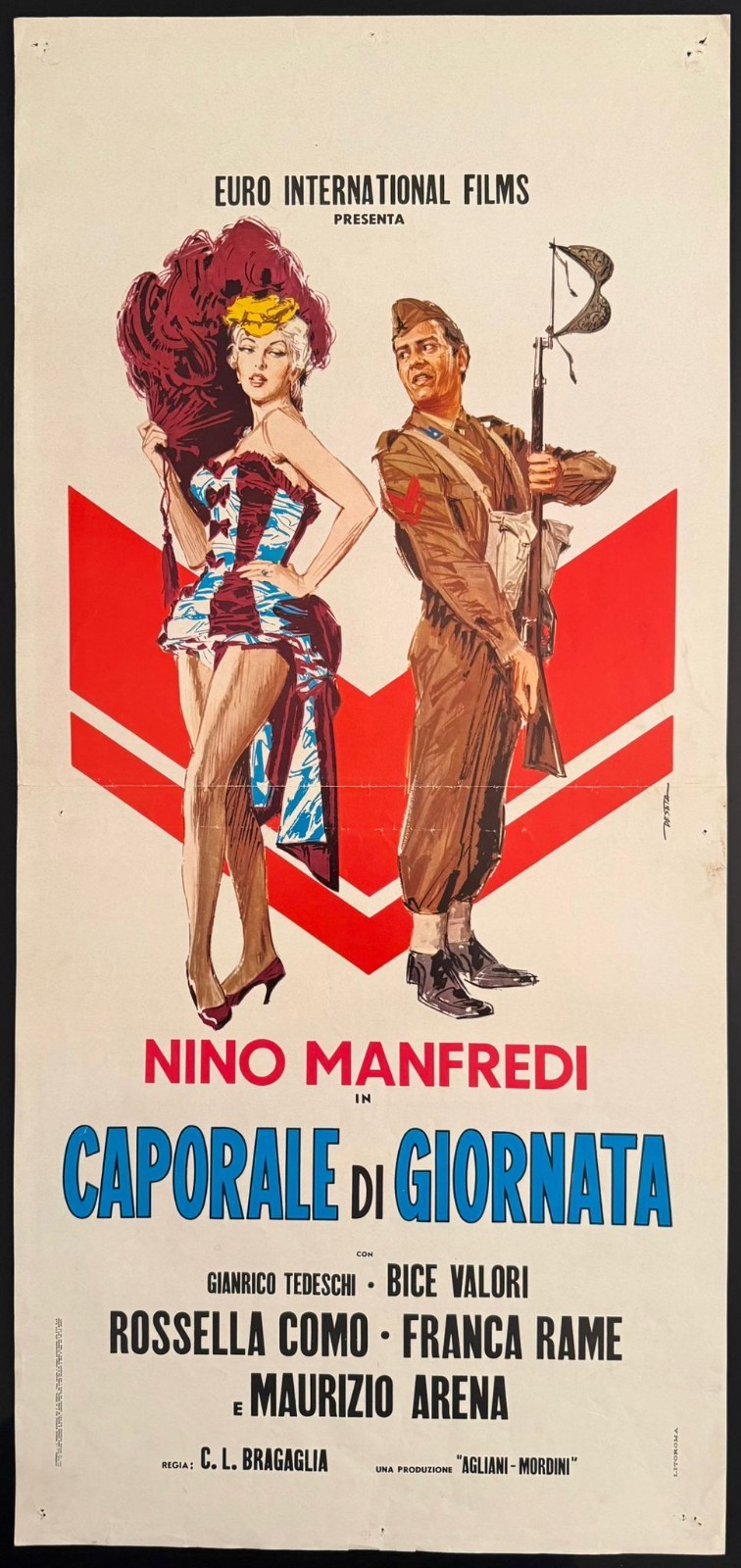 Locandina originale film Caporale di giornata (1958) - Regia di Carlo Ludovico Bragaglia