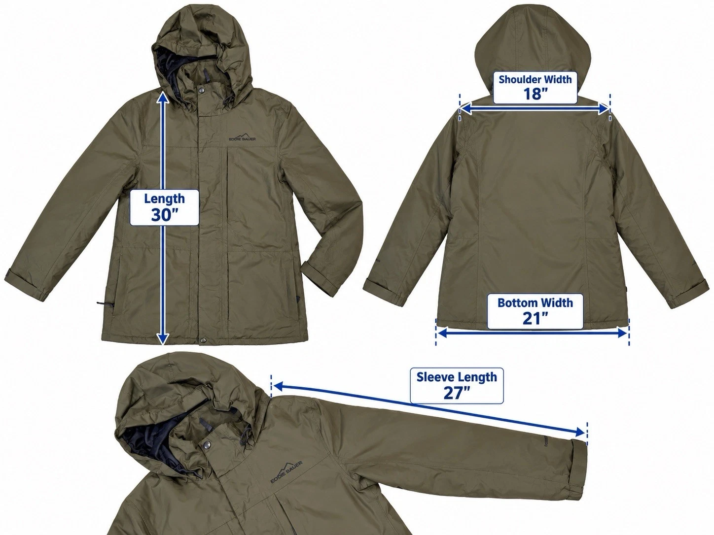 Eddie Bauer Men’s Small Olive Green Hooded Jacket WeatherEdge Outdoor Coat image 3