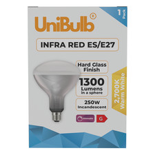 UniBulb E27 ES Heat Lamp Light Bulb 250W – Keep Food Hot in Commercial Kitchens