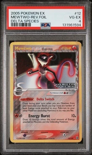 2005 POKEMON EX DELTA SPECIES #12 MEWTWO-REVERSE FOIL PSA 4