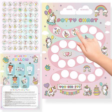 Unicorn Potty Training Chart for Toddlers with 250 Reward Stickers