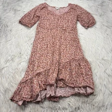 Sundance Women's S Pink Floral Asymmetrical Midi Dress Cottagecore Fairy Boho
